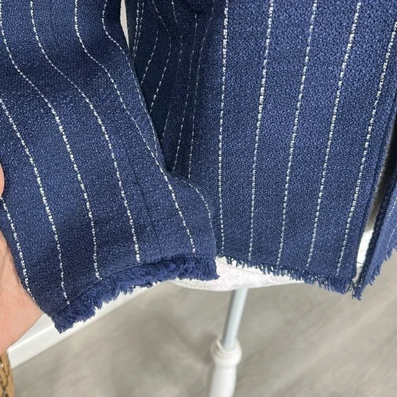 nwt // banana republic collarless stripe blazer with fringe - Picture 7 of 13